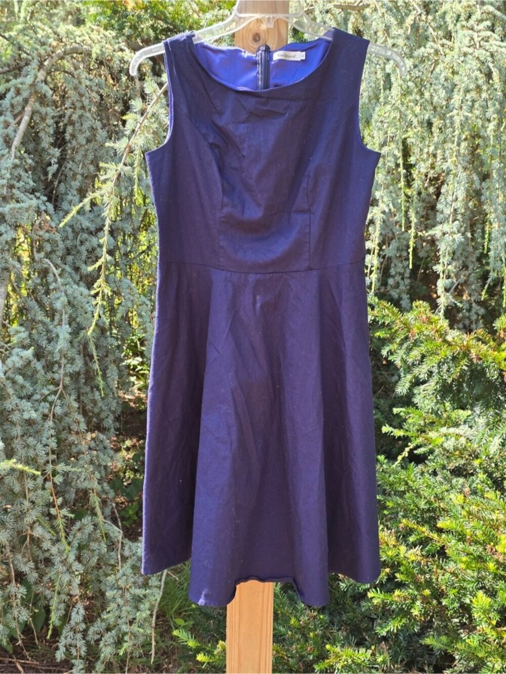 Sleeveless Navy Midi Dress with Flared Skirt